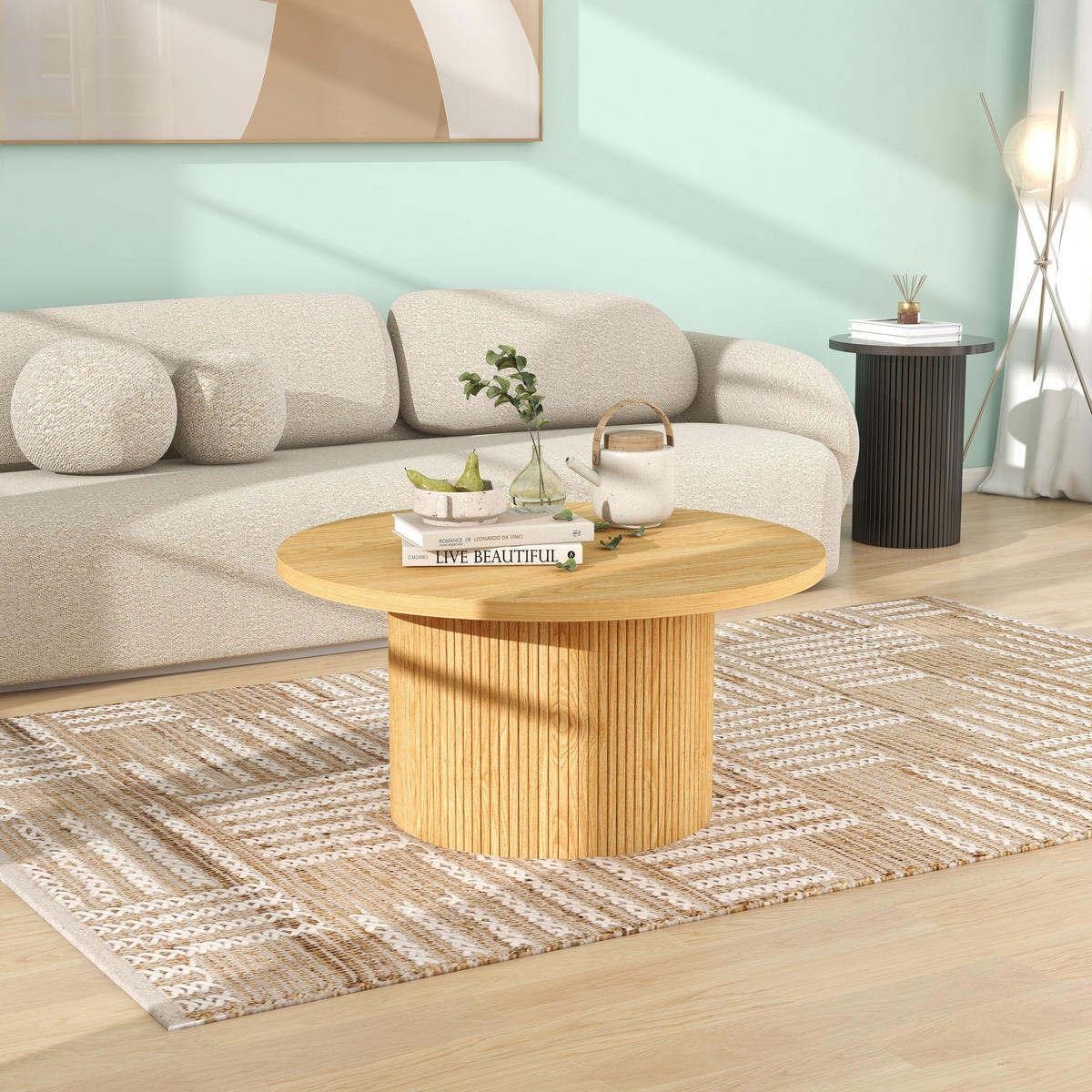 COUCHTISCH aus massivem Holz - Naturfarben, Holzwerkstoff (90/90/45cm)