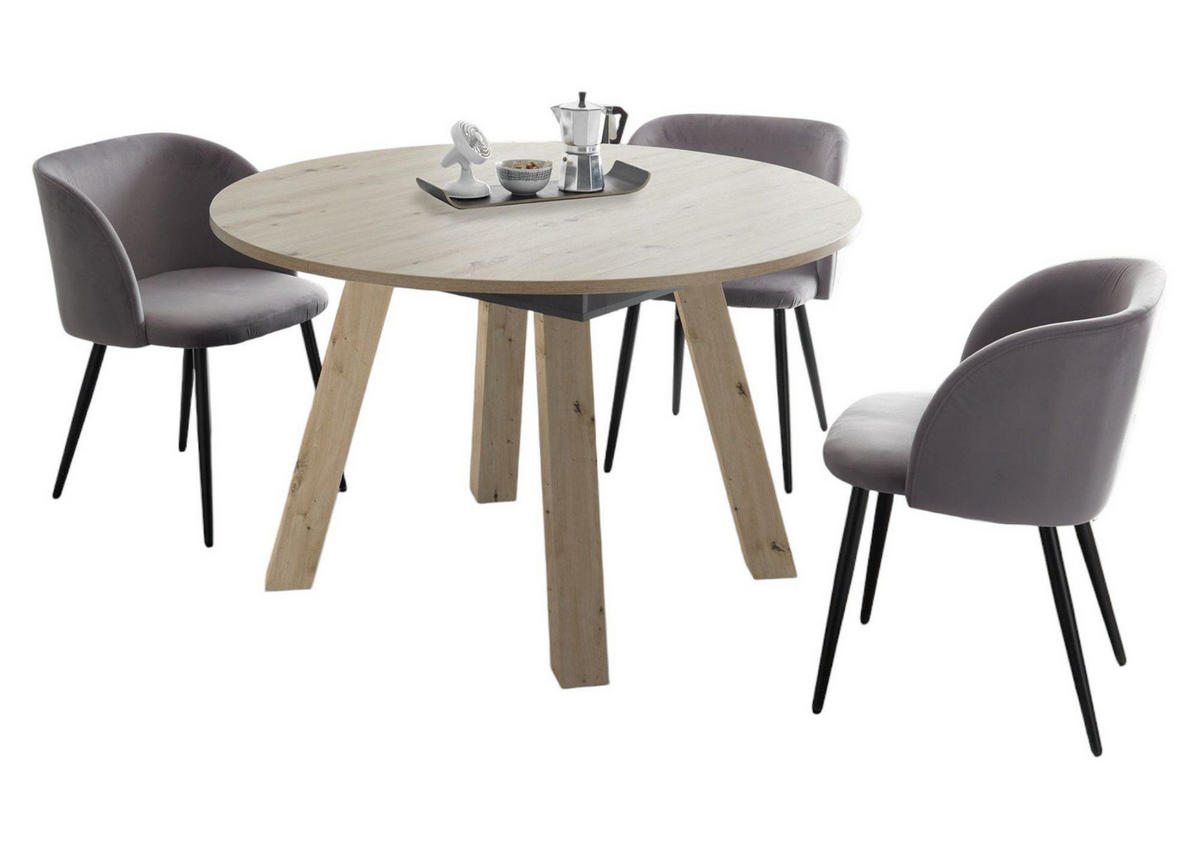 ESSTISCH Rund ausziehbar Edda 1 110 x 110 x 78 Küchentisch Asteiche - Naturfarben, Holz (110/110/78cm) - 58aufmkessel