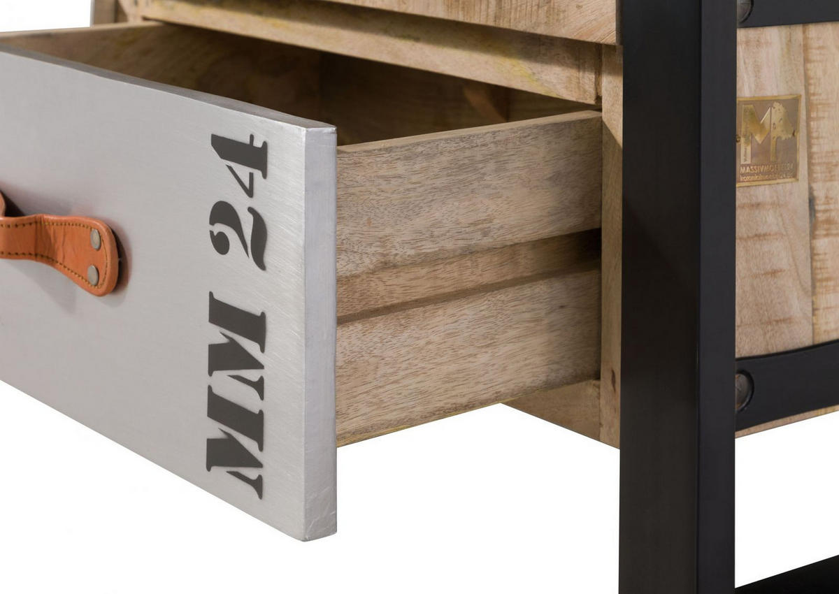 TV-BOARD Mango 150x40x60 natur bedruckt FACTORY #106 - Naturfarben, Holz (150/60/40cm) - Massivmoebel24