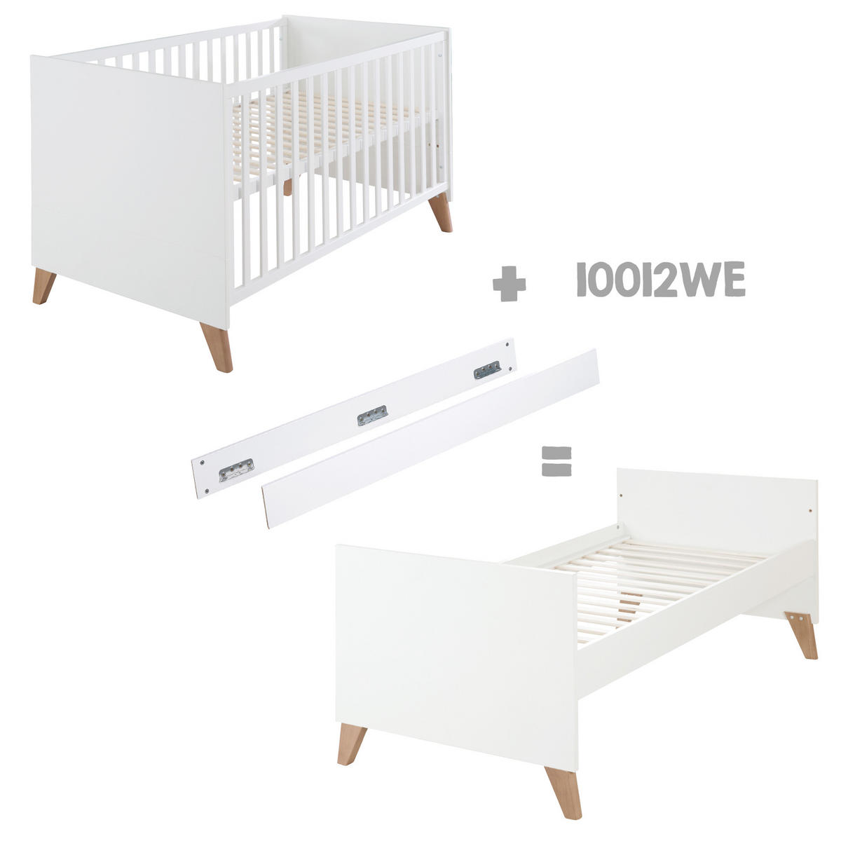 BABYZIMMER-SET Lennie 3-teilig - Eichefarben/Weiß, Eichenholz/Holz (76/82/142cm) - Roba