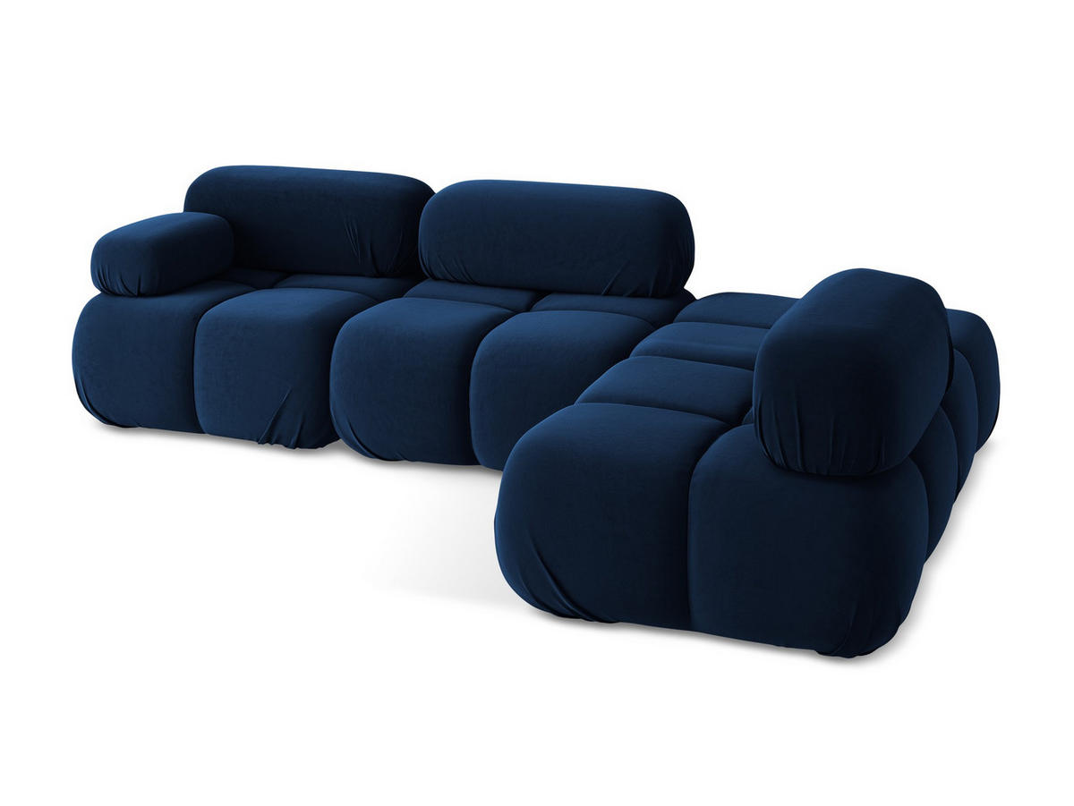 ECKSOFA Rechts Samt Stoff Blau - Blau/Schwarz, Kunststoff/Textil (285/190cm) - Makamii