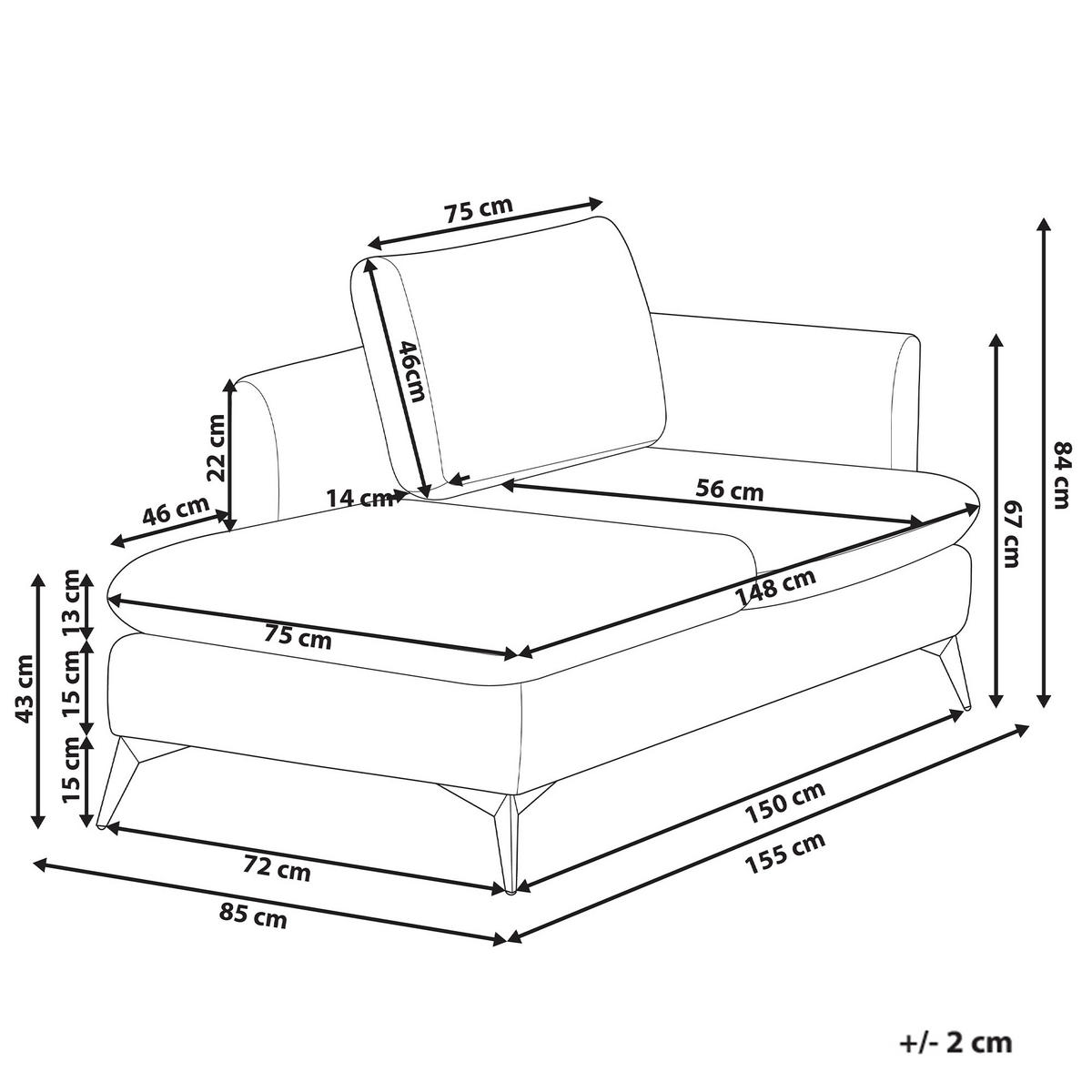 ČALOUNĚNÉ LEHÁTKO CHAISE LONGUE PRAVOSTRANNÉ Látka Hnědé Sievoz - černá/hnědá, textil (155/84/85cm) - Beliani