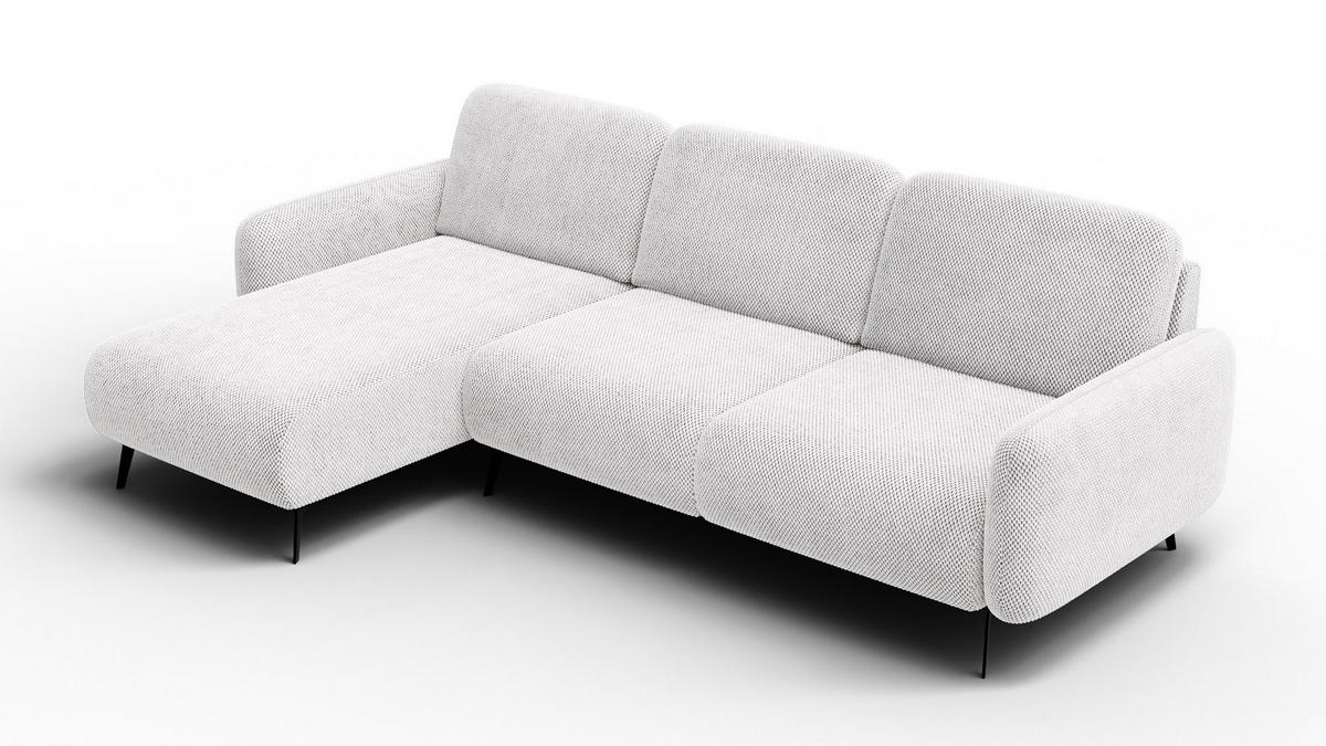 ECKSOFA FEBE 4-Sitzer links, creme - Creme/Schwarz, Holz/Textil (264/157cm) - Courtois Laville