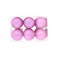 WEIHNACHTSORNAMENTE 12er-Set Ornamente rosa mit Glitzer 4 cm - Pink, Kunststoff (4/4/4cm) - LAALU