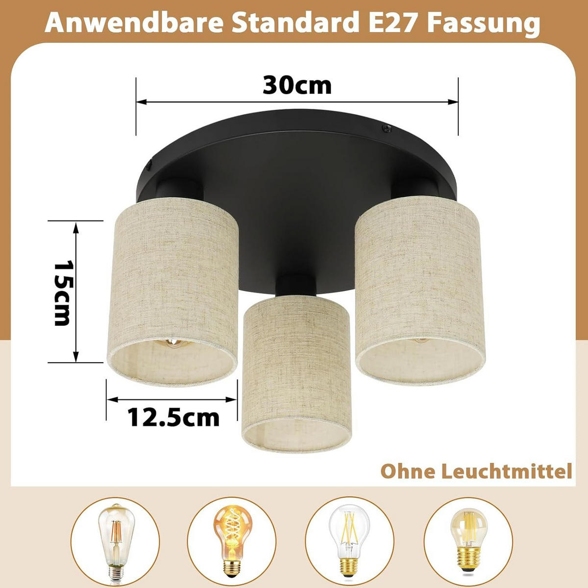 DECKENLEUCHTE CAROLINE Ⅲ 35/35/23 cm - Schwarz, Metall (35/35/23cm) - Nettlife