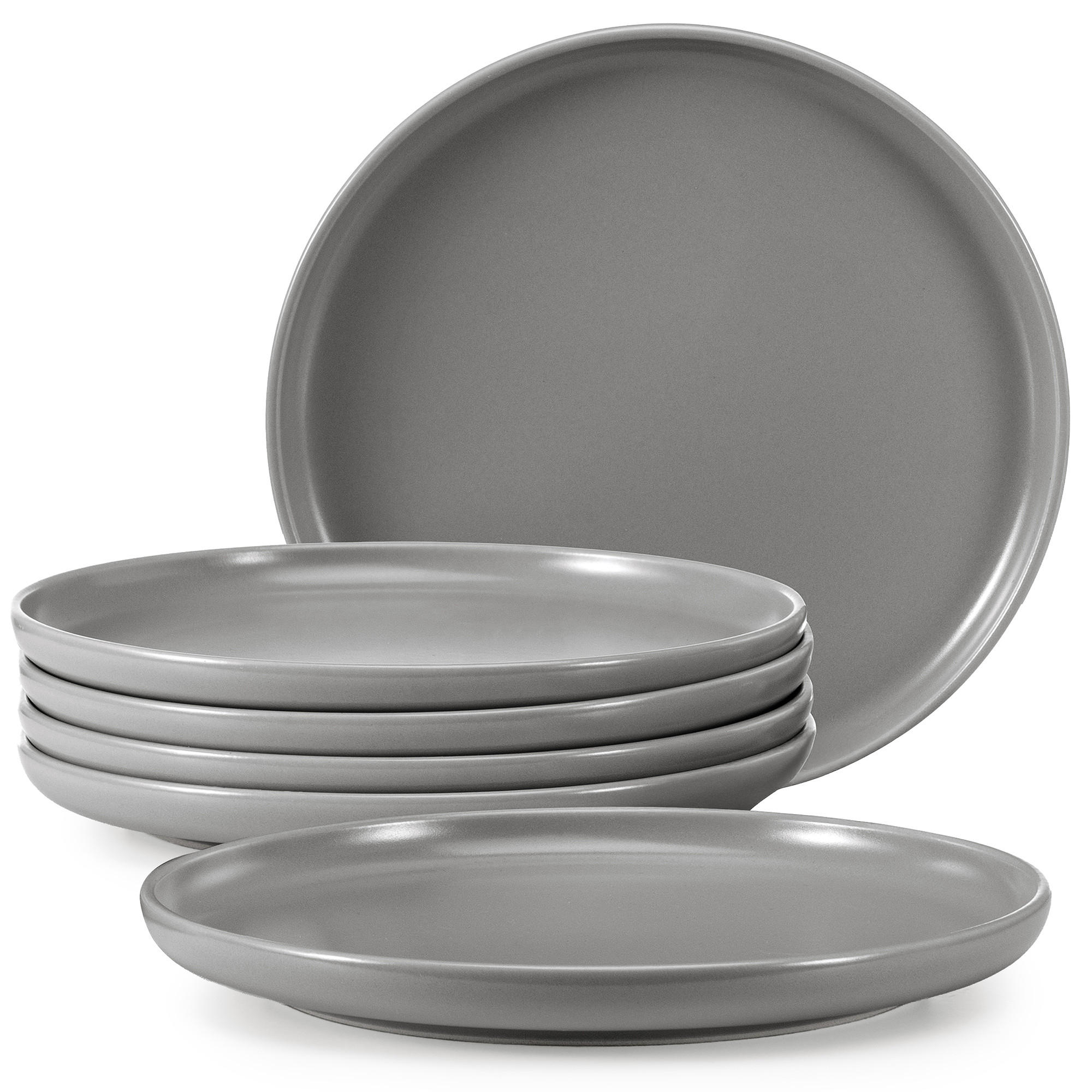 TELLER-SET VICTO 6-tlg Dessertteller, matt grau - Grau, Keramik (20/2/20cm) - KONSIMO®