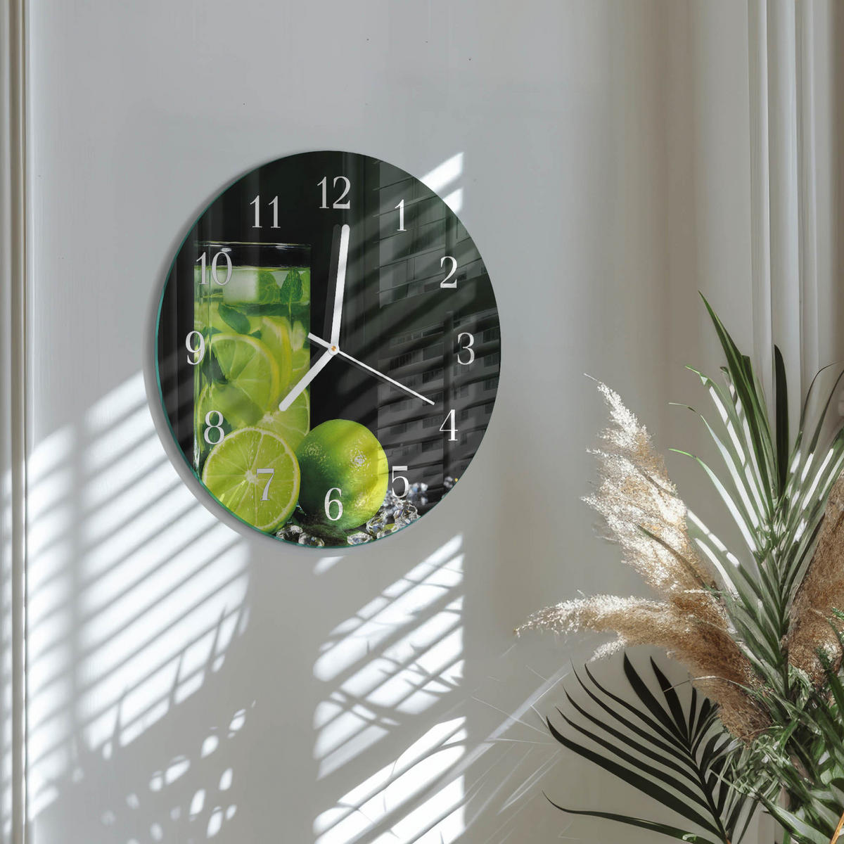 WANDUHR fi30 cm - Kalziumkarbonat - Grün, Glas (30/30/0.4cm) - TULUP