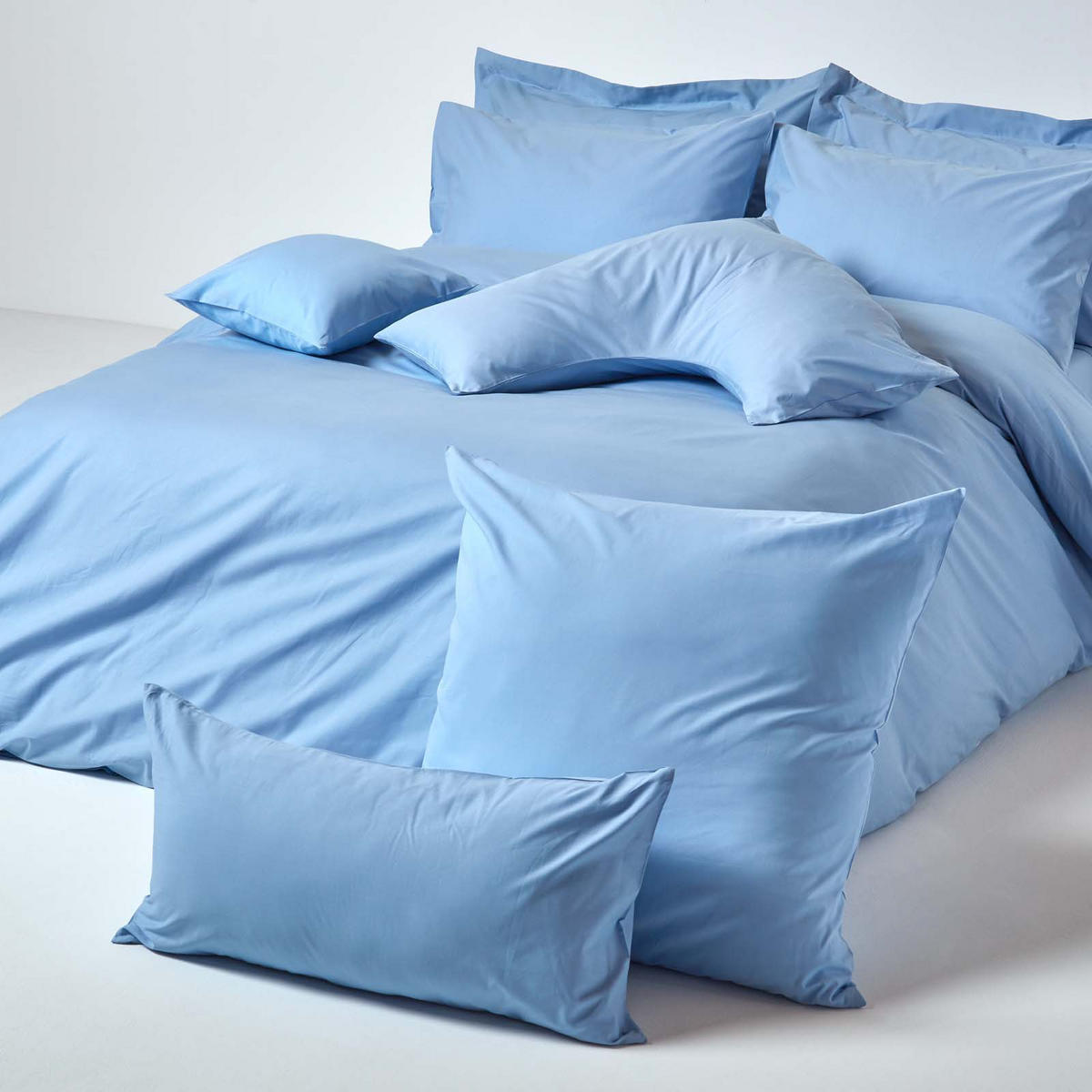 KISSENBEZUG Perkal, Ägyptische Baumwolle, Fadendichte 200 - Blau, Textil (60/60cm) - Homescapes
