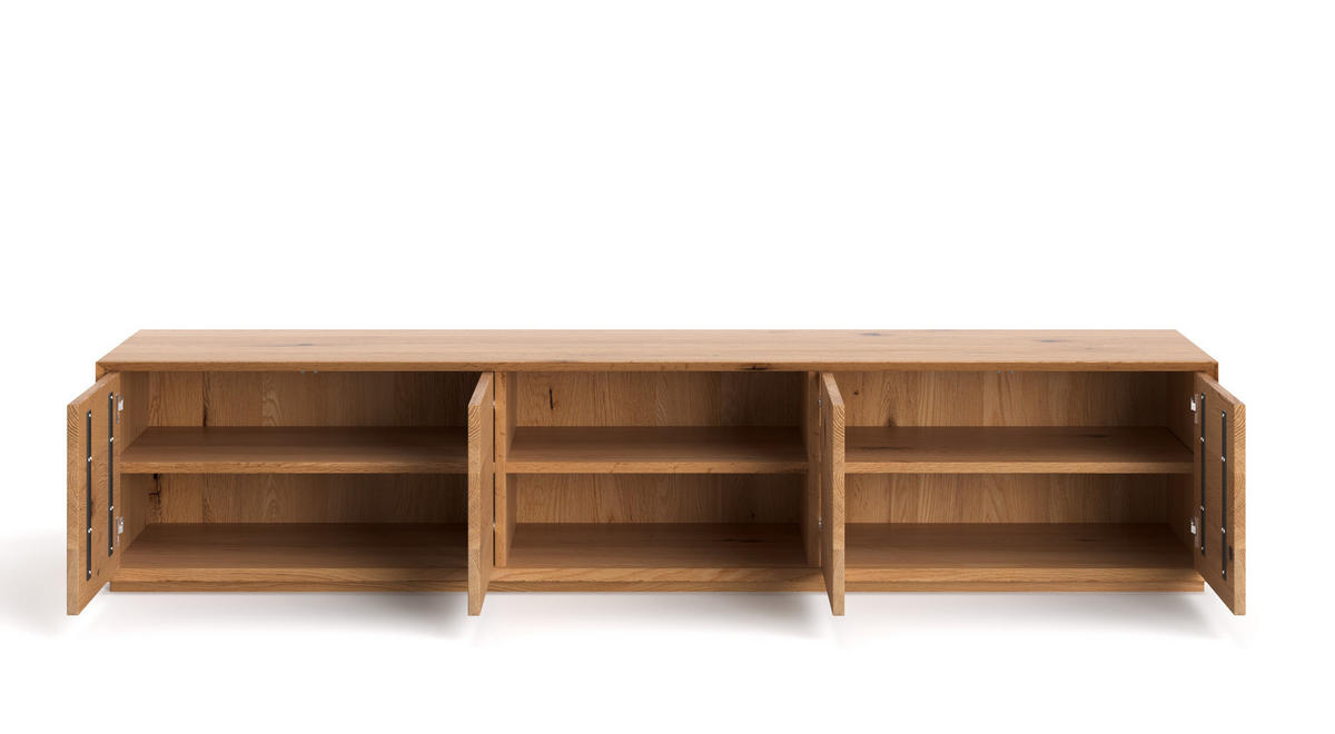 TV-SCHRANK Pavo aus massivem Eichenholz 200 cm - Eichefarben/Naturfarben, Holz (200/43/45cm) - Danzz
