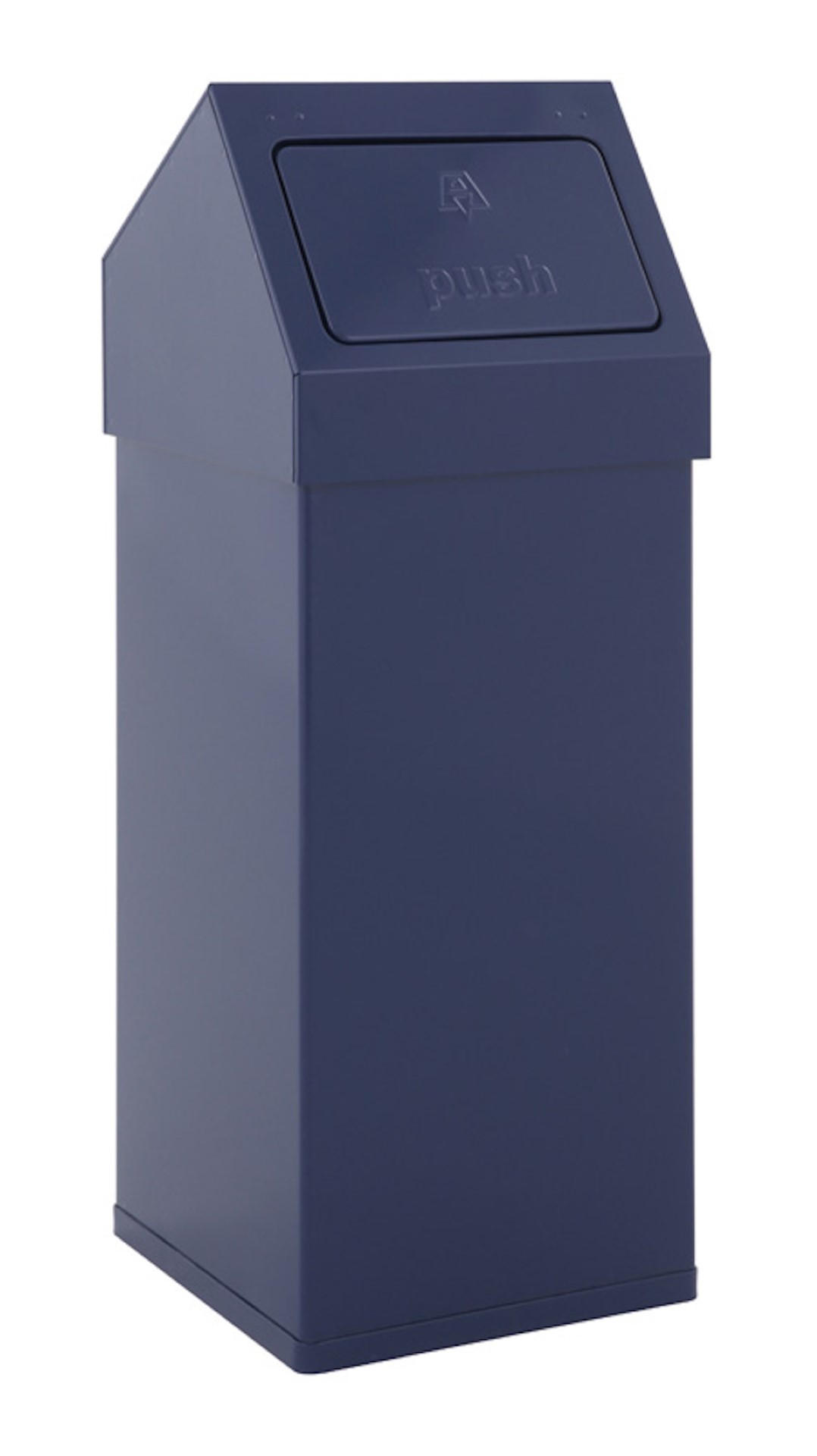 ABFALLSAMMLER Eckiger AlumInium Abfallbehälter Haiti Mit Push Deckel 55 Liter 77 x 30 x 30 cm Blau - Blau, Metall (30/77/30cm) - PROREGAL