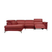 ECKSOFA Planet Echtleder mit 1 x Relaxfunktion Rot - Rot, Leder/Metall (232/256cm)