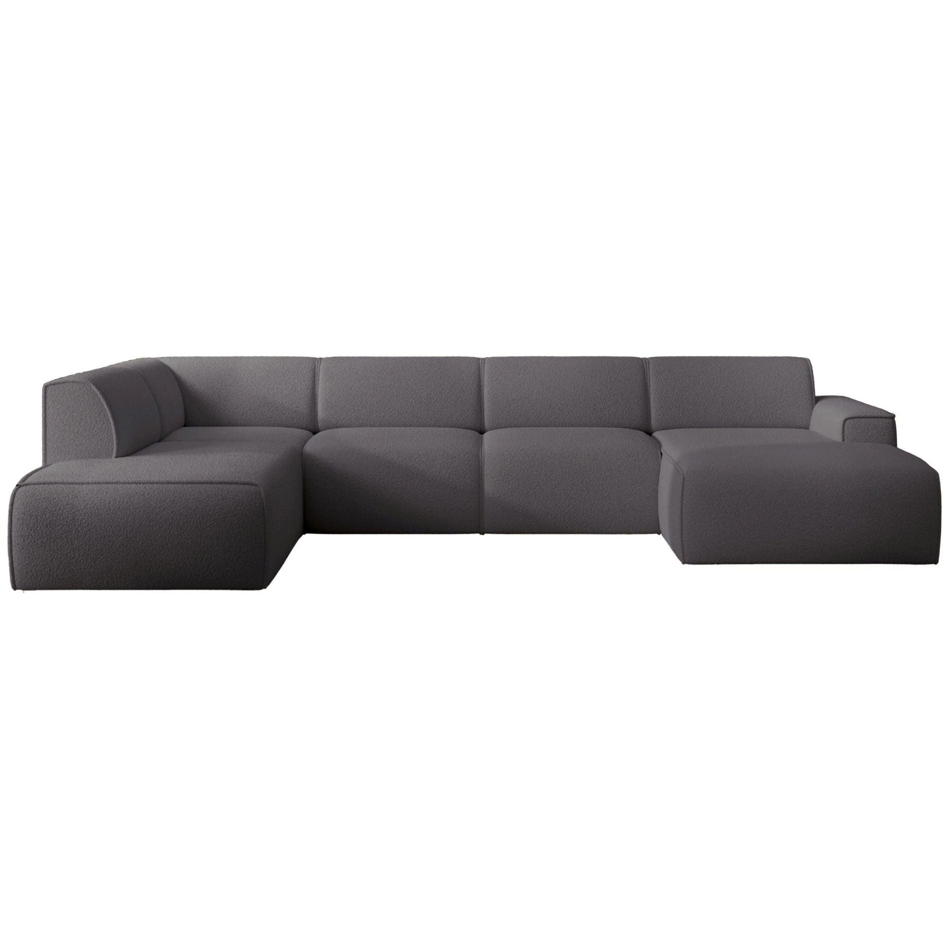 WOHNLANDSCHAFT Bouvi Dunkelgrau links - Dunkelgrau/Schwarz, Kunststoff/Textil (378/220cm) - Selsey