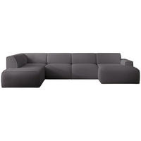 WOHNLANDSCHAFT Bouvi Dunkelgrau links - Dunkelgrau/Schwarz, Kunststoff/Textil (378/220cm) - Selsey