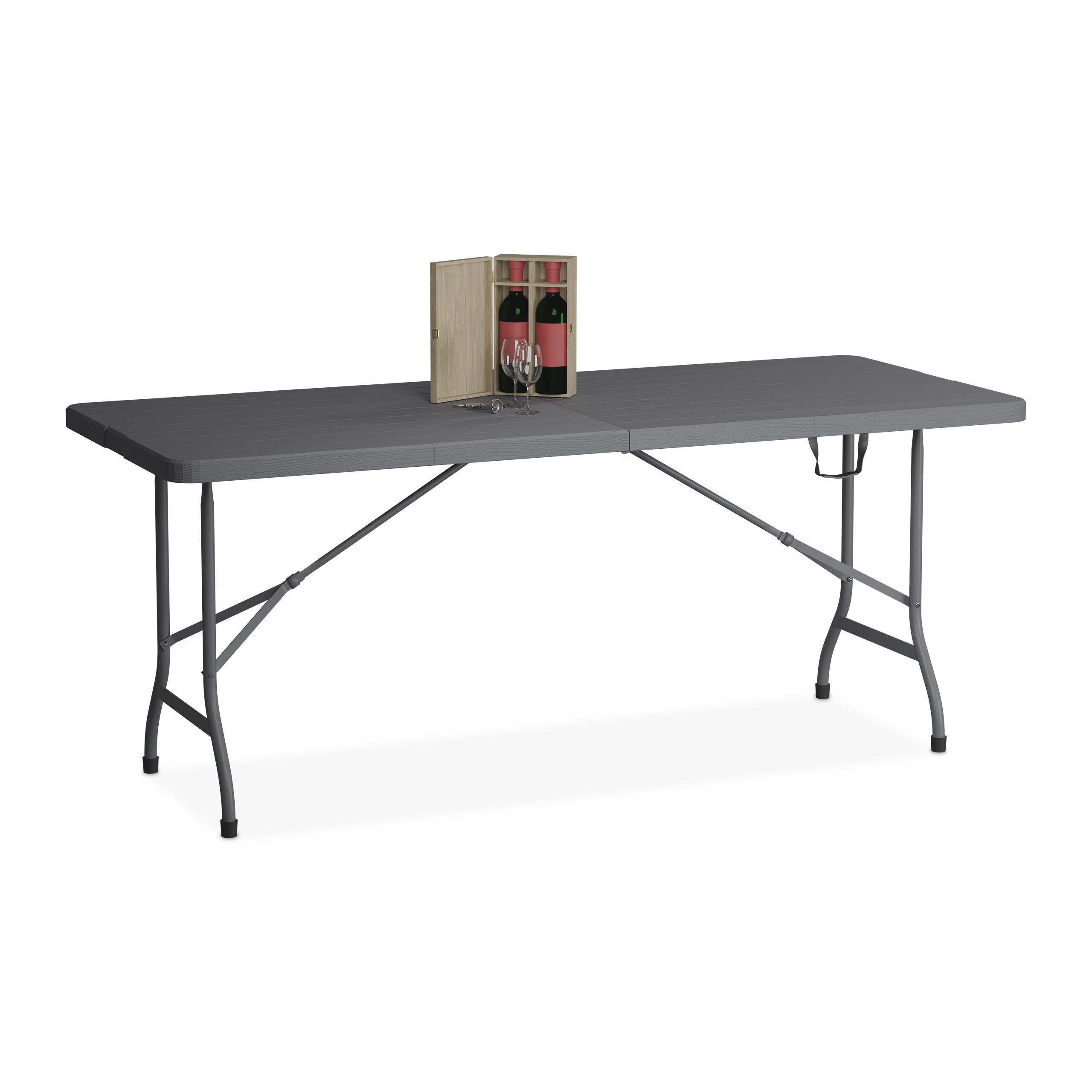 GARTENTISCH - Grau, Kunststoff/Metall (74/180/73cm) - Relaxdays