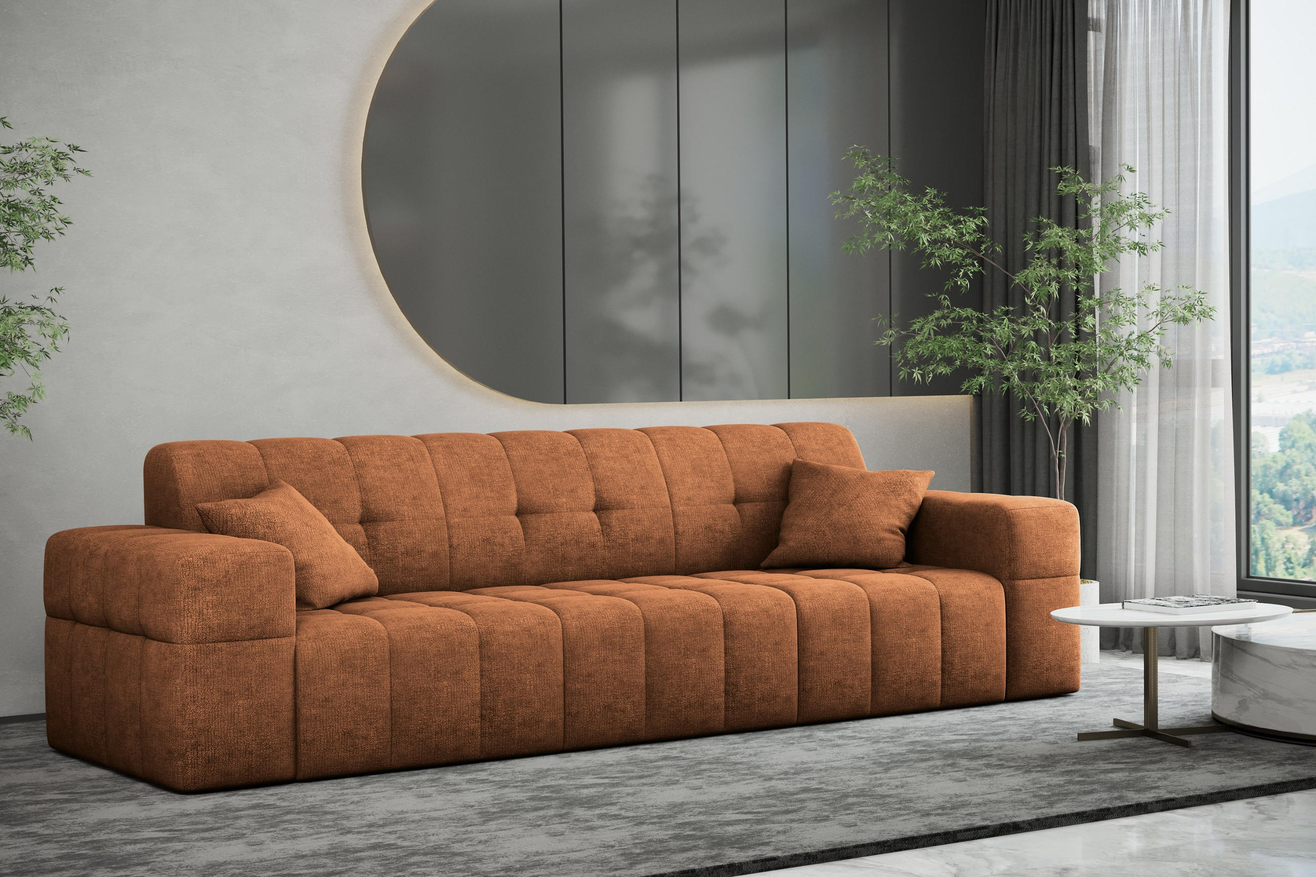 SOFA 3 Sitzer NIMES Stoff Perfect Harmony Orange - Orange, Holz (245/82/92cm) - Kaiser Möbel