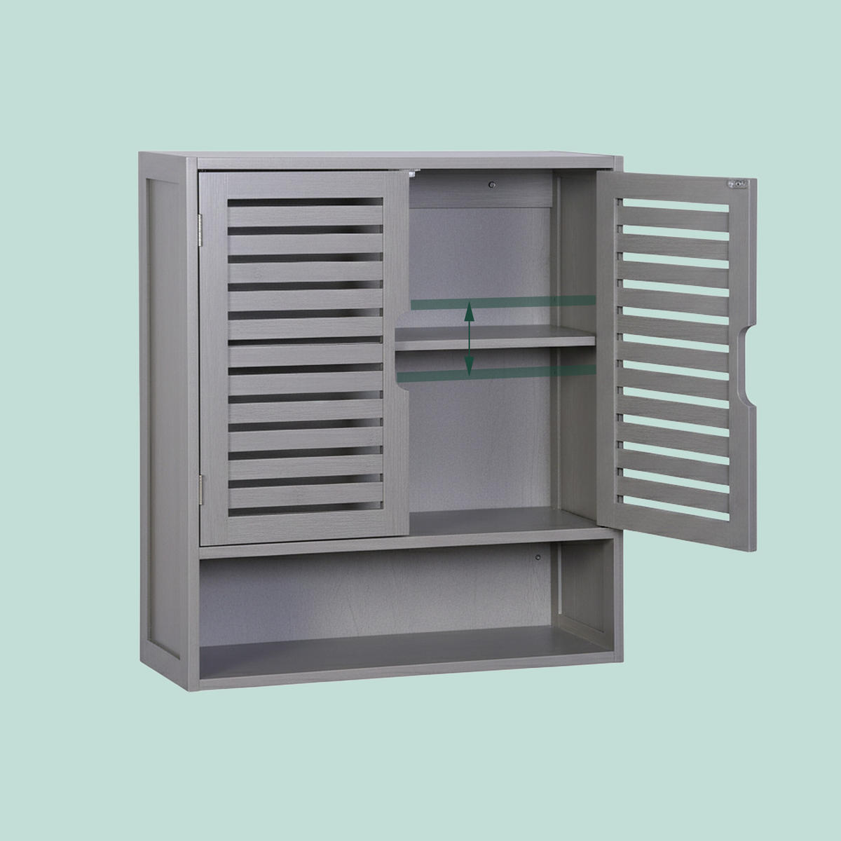 HÄNGESCHRANK - Grau, Holz/Holzwerkstoff (59/66/21cm) - Relaxdays