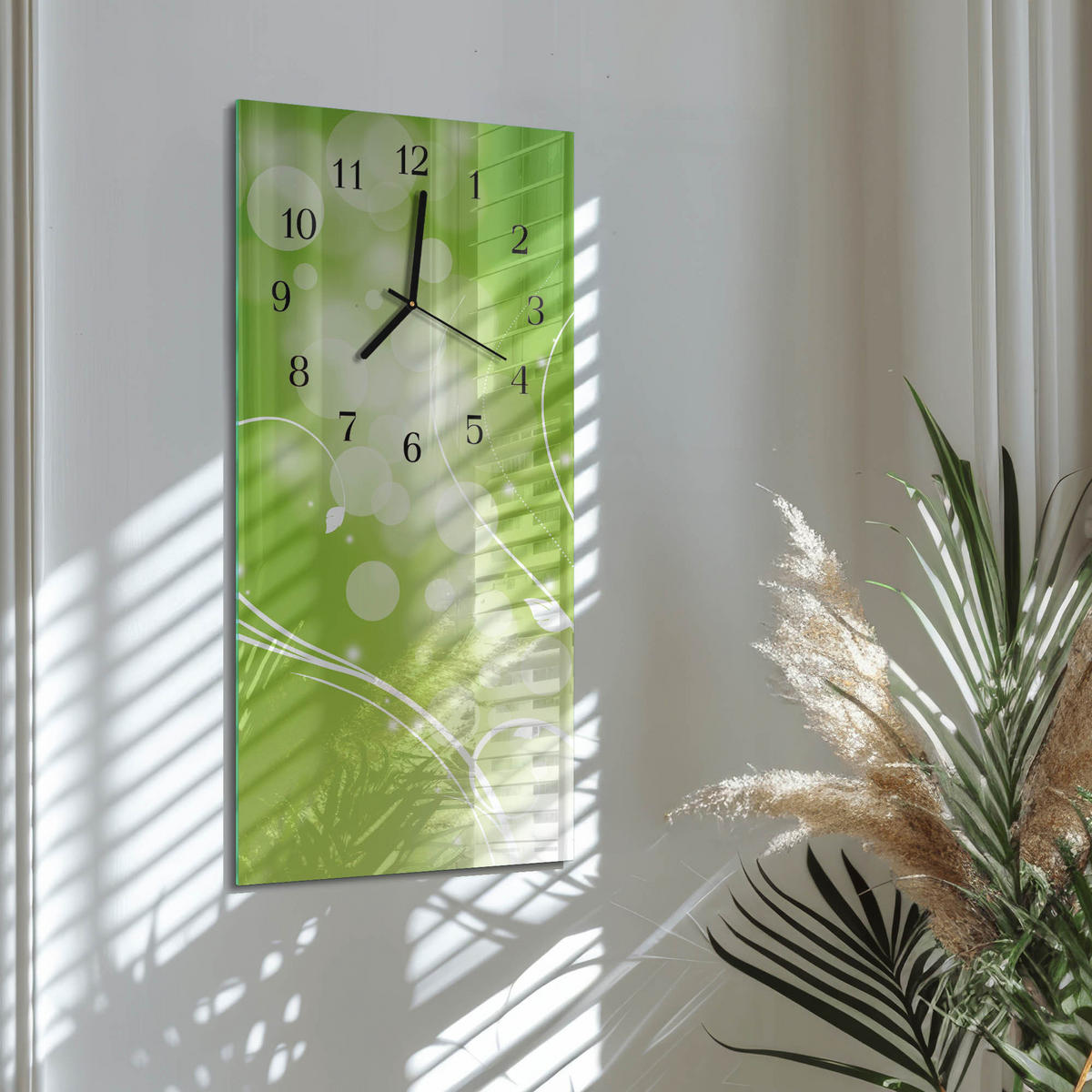 WANDUHR 60x30 cm - Kaffee - Grün, Glas (30/60/0.4cm) - TULUP