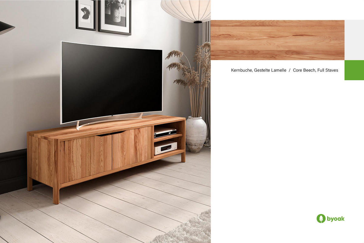 TV-SCHRANK PAUL Kernbuche - Kernbuche, Holz (160/48/50cm) - byoak