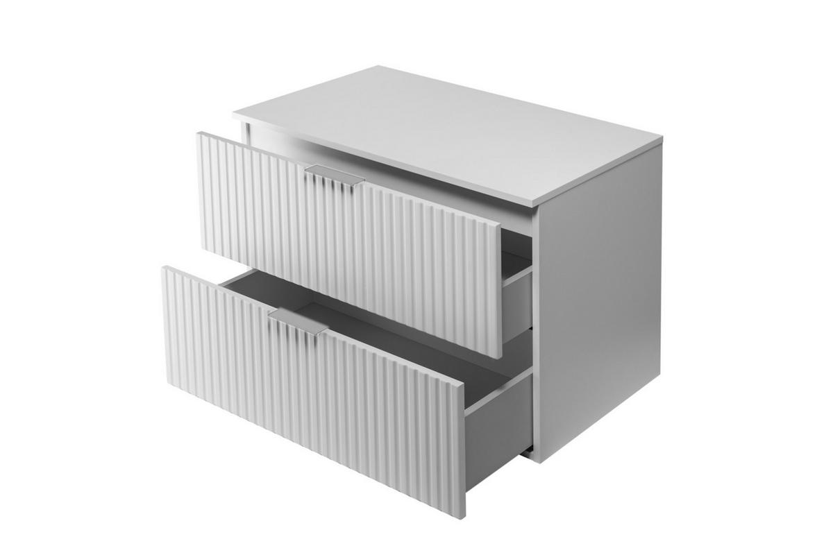 WASCHBECKUNTERSCHRANK, Weiß, 80 x 57 x 46 cm, silberner Griff + Arbeitsplatte - Silberfarben/Weiß, Holzwerkstoff (80/57/46cm) - 3XE LIVING