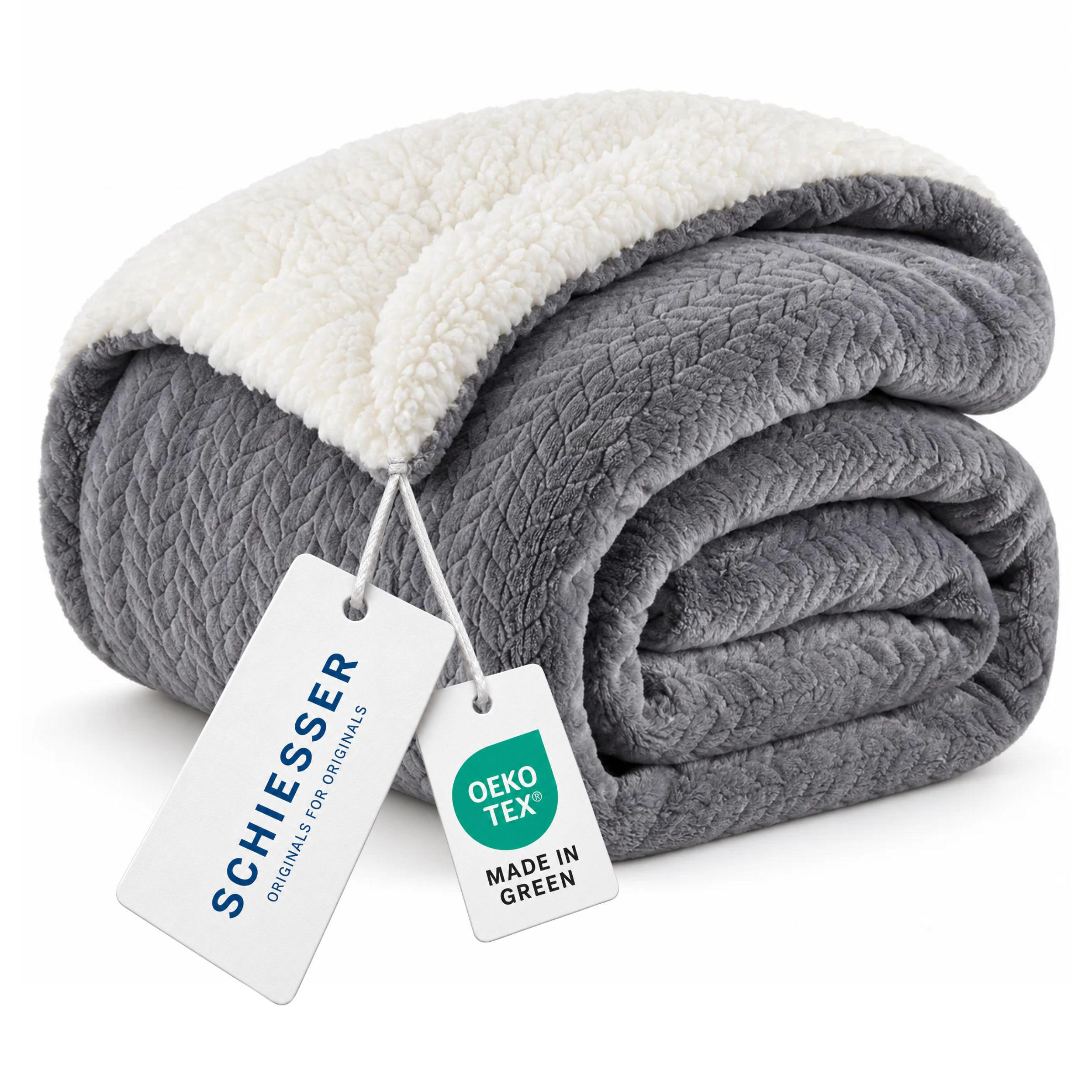 SHERPA-DECKE Elsa - Fleece mit Sherpa-Rückseite - 150x200 cm - Dunkelgrau - Dunkelgrau, Textil (150/200cm) - SCHIESSER