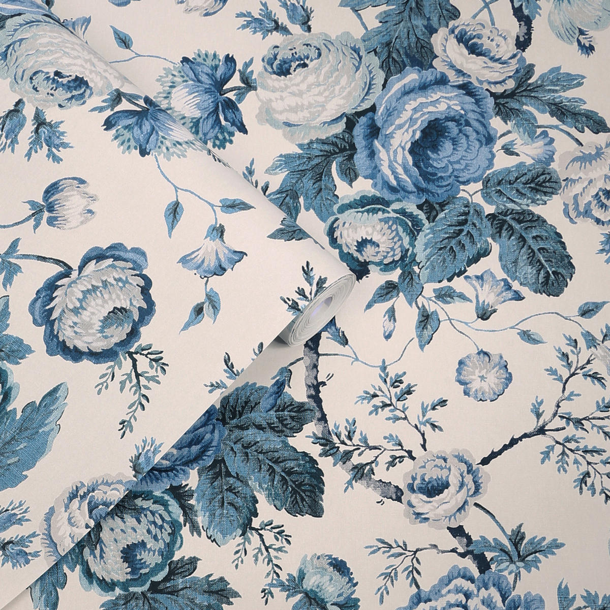VLIESTAPETE Uffington Roses - Blau, Papier/Kunststoff (52/1000cm) - LAURA ASHLEY