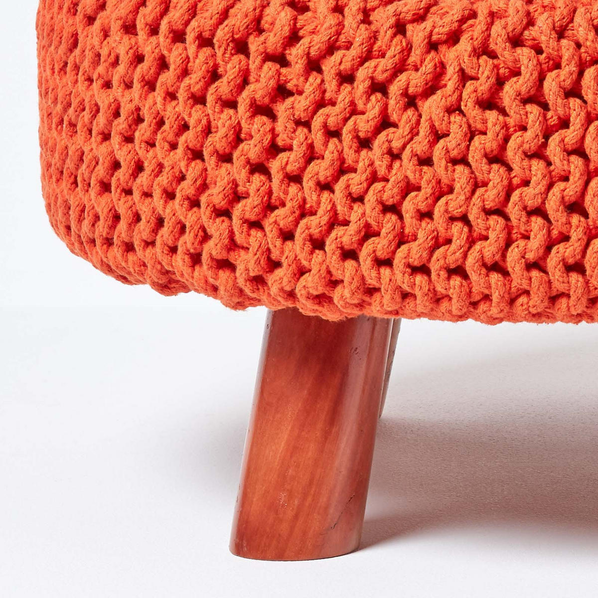 STRICK-HOCKER orange, rund 62/62/30 cm - Orange, Textil (62/30/62cm) - Homescapes