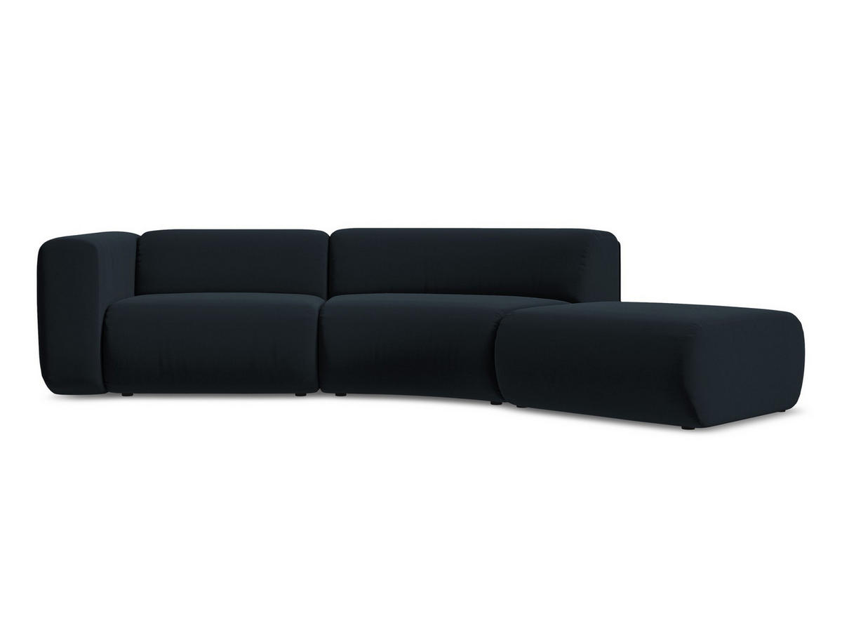 4-SITZER-SOFA Samt Stoff Blau - Blau/Schwarz, Kunststoff/Textil (335/70/166cm) - Makamii