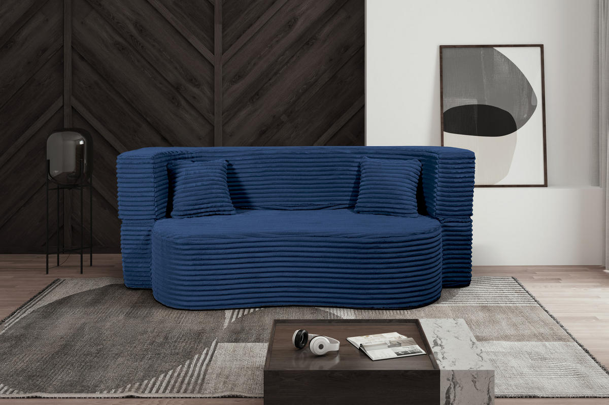SCHLAFSOFA MYFOAM, Sofa mit Schlaffunktion, Farbe: Blau, Cordstoff - Blau, Textil (200/80/72cm) - Storez24