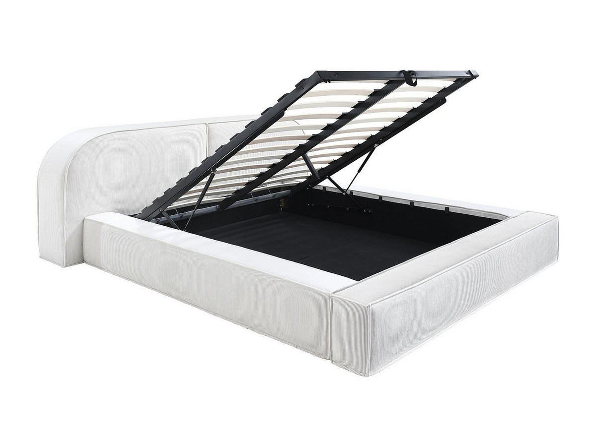 BETT mit Bettkasten - 2 Personen - Samt, Stoff - Cremefarben - Creme, Textil (180/200cm) - Vente-Unique