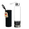 WASSERFLASCHE mit Heilsteinen und Tasche 400ml - Schwarz, Glas (0.4L) - Intirilife