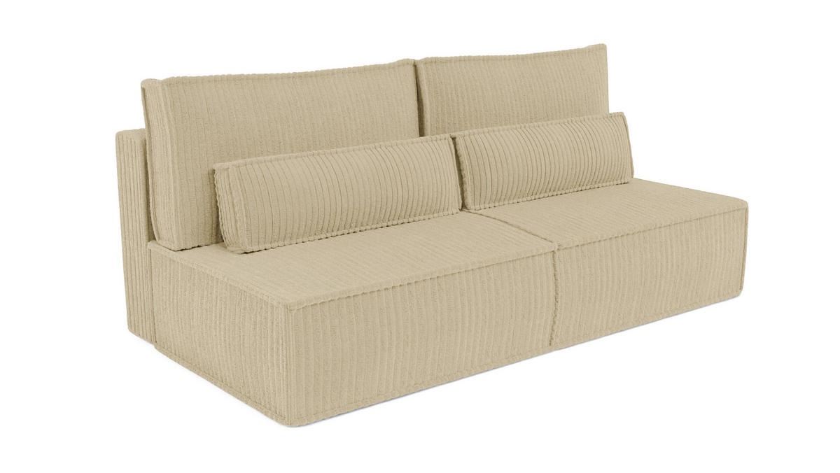BETTSOFA LINO Braun Kordstoff mit Schlaffunktion - Braun, Textil (97/87/198cm) - MASSENO
