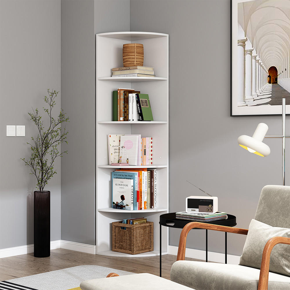 ECKREGAL Fabienne Weiß 40 x 180 cm mit 5 Fächern - Weiß, Holzwerkstoff (40/180/40cm) - Vicco