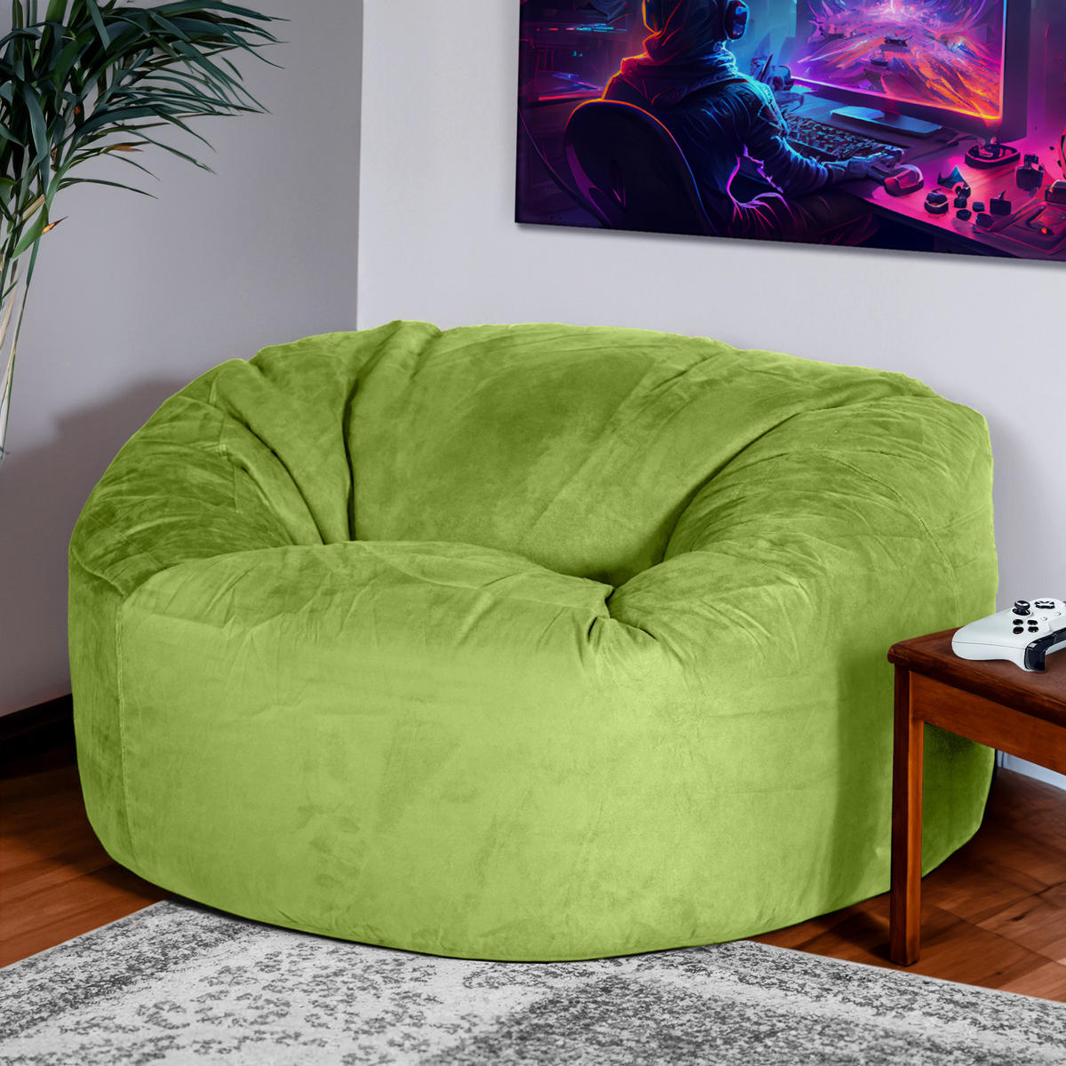 RIESEN-SITZSACK XXL JUMBO Velours 5ft - Grün, Textil (150/120/150cm) - Green Bean