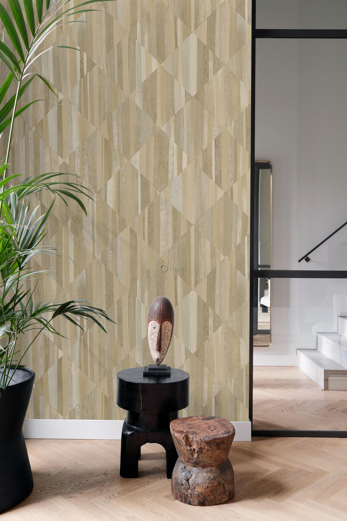FOTOTAPETE 3D Holzoptik 150 x 279 cm - Beige, Papier (150/279cm) - Origin Wallcoverings