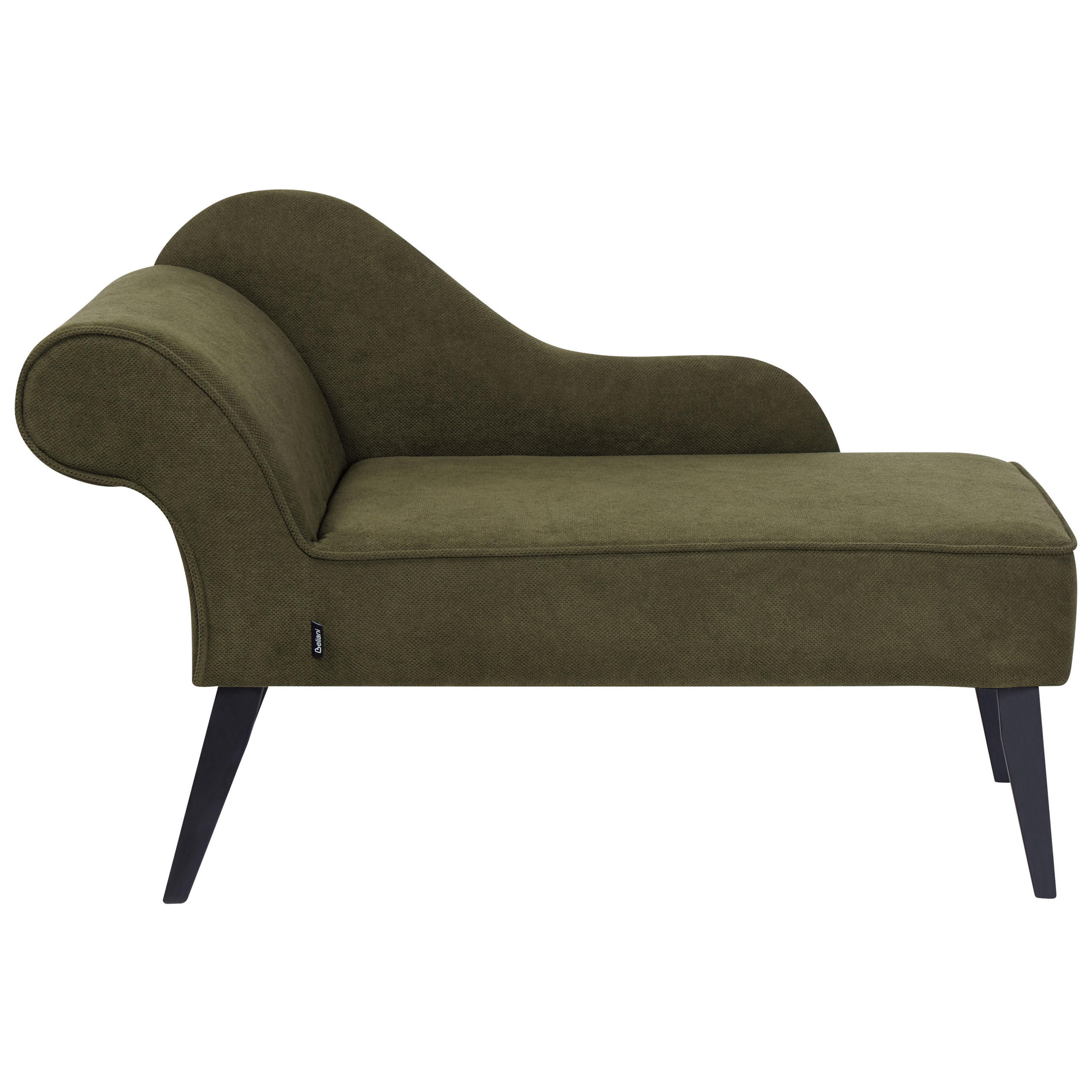 CHAISELONGUE olivgrün linksseitig Biarritz - Schwarz/Grün, Textil (118/77/60cm) - Beliani