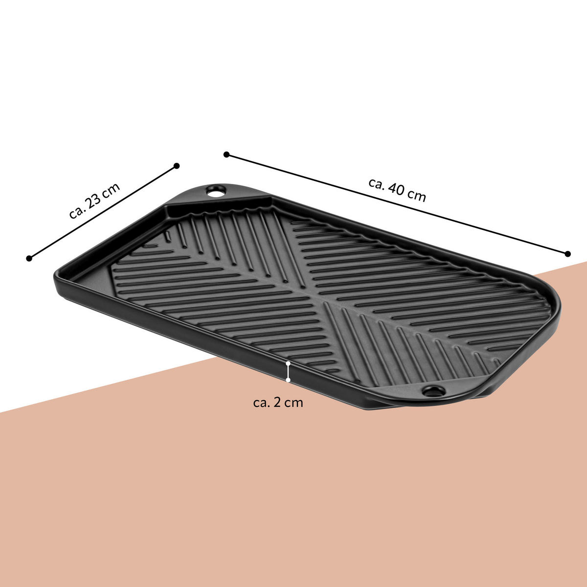 GRILLPFANNE, schwarz, Steingut - Schwarz, Keramik (40/2/23cm) - bremermann