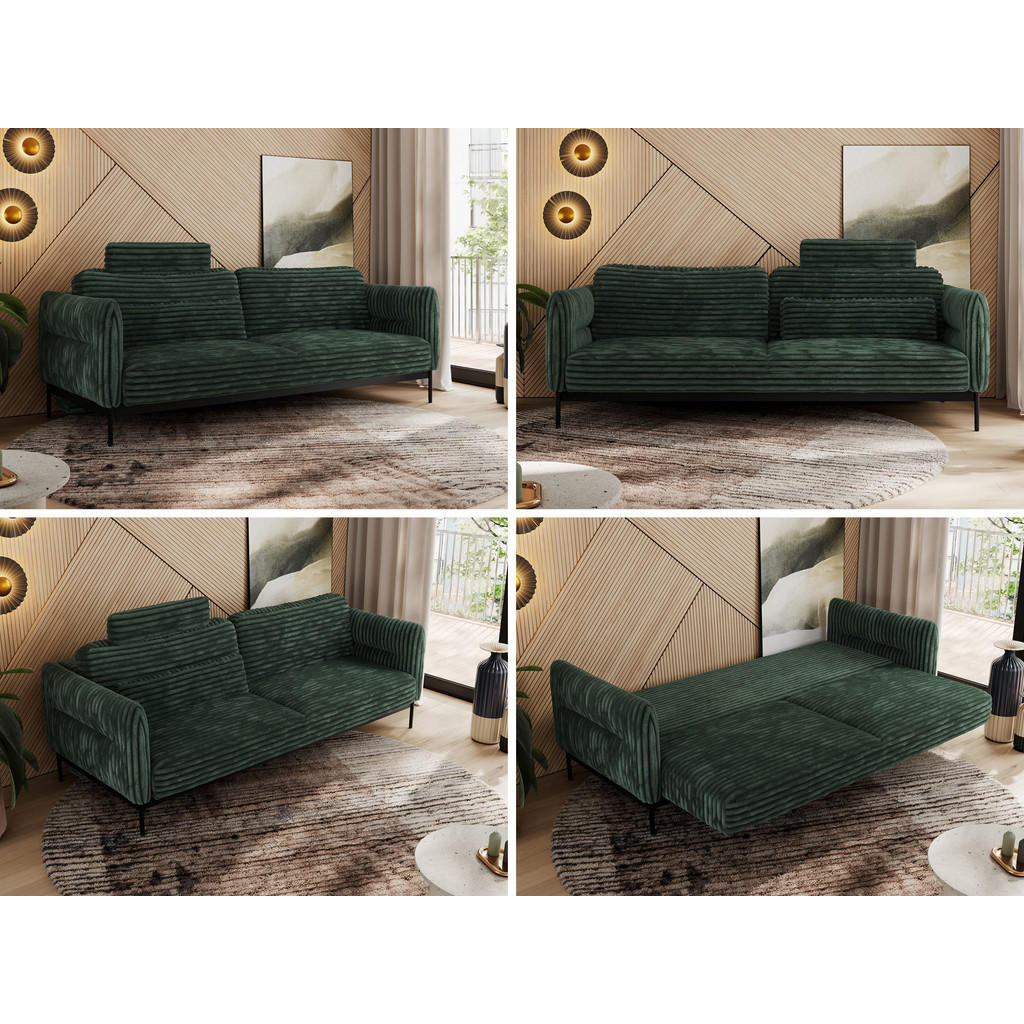 Thumbnail - MKS Sofa, Grün, Textil, 3-Sitzer, 221x82x101 cm, Oeko-Tex®, Wohnzimmer, Sofas & Couches, Sofas, 3-Sitzer Sofas