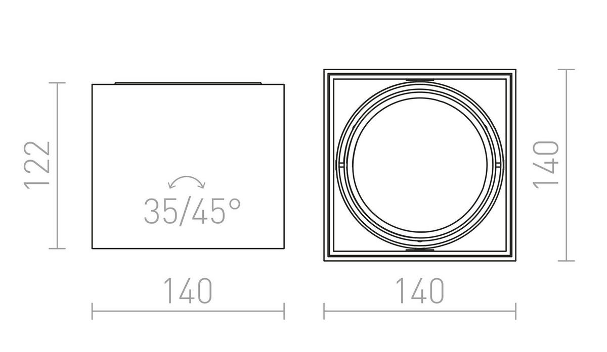 DECKENLEUCHTE DEAN I gebürstetes Aluminium 50 W - Silberfarben, Metall (14/14/12cm) - Rendl