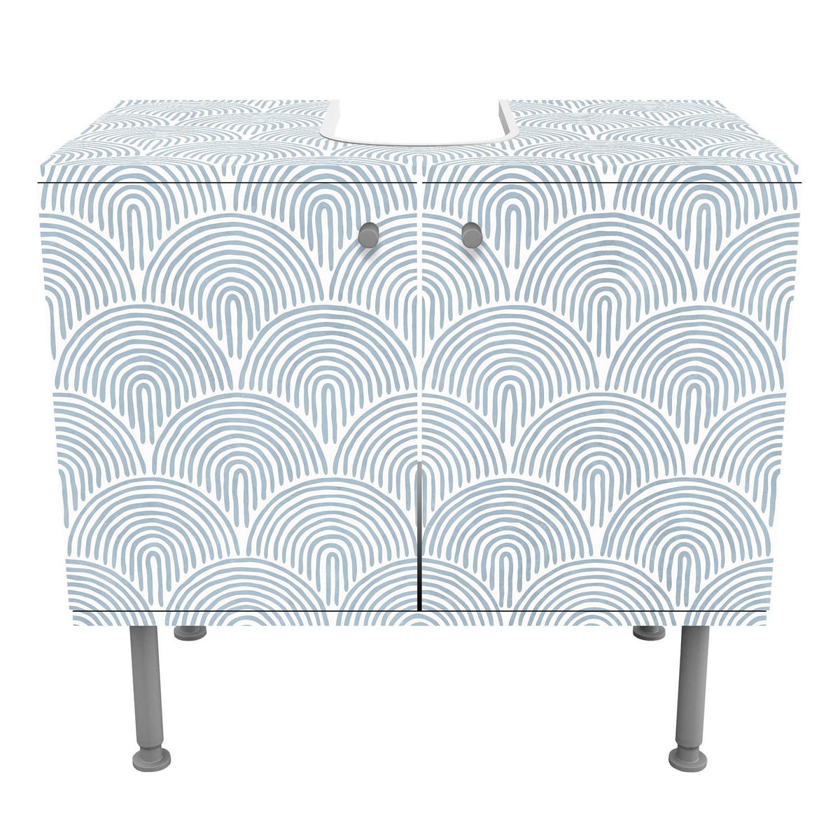 WASCHBECKENUNTERSCHRANK Boho Bogen Muster Blau 60/55/35 cm - Blau, Holzwerkstoff (60/55/35cm) - Bilderwelten