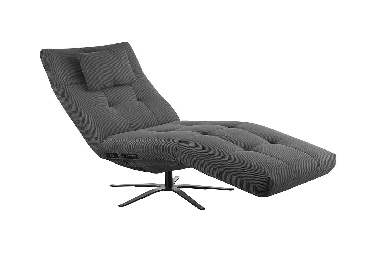 RELAXLIEGE LETICIA Anthrazit Cord - Anthrazit/Schwarz, Textil/Metall (82/115/156cm) - KAWOLA