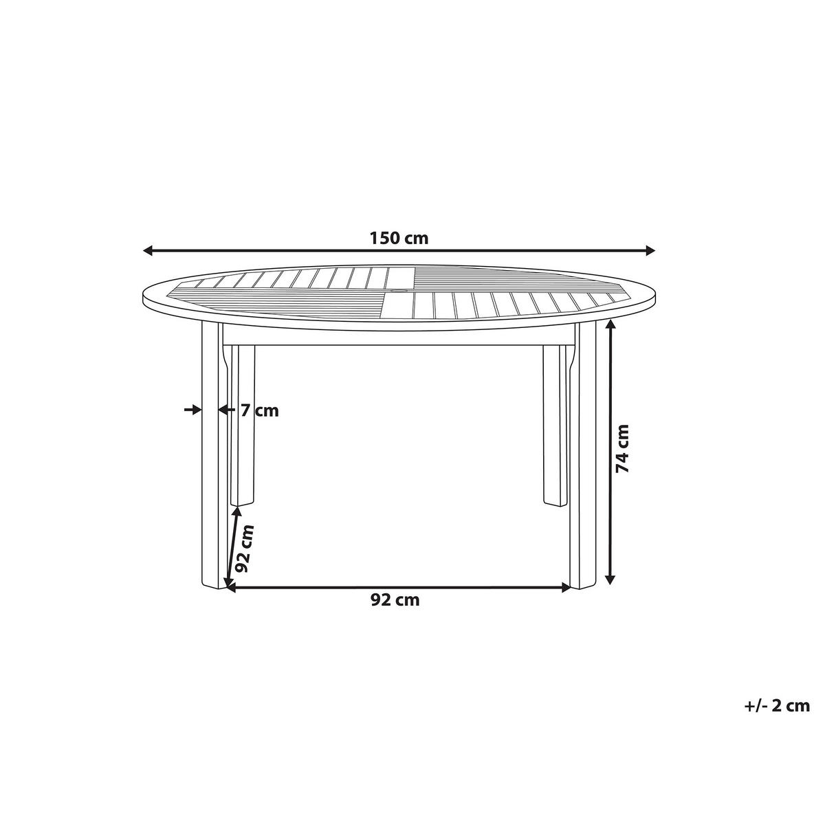 GARTENTISCH Akazienholz hellbraun 150 cm Tolve - Hellbraun, Holz (150/150/74cm) - Beliani