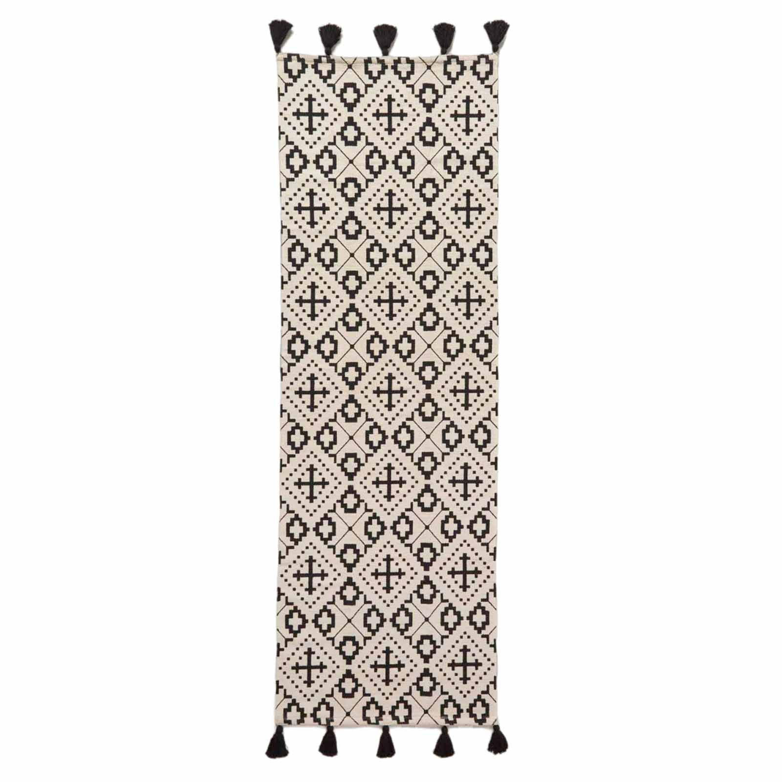 TEPPICHLÄUFER Reva Baumwolle gemustert 66/200 cm - Schwarz, Textil (66/200cm) - Homescapes