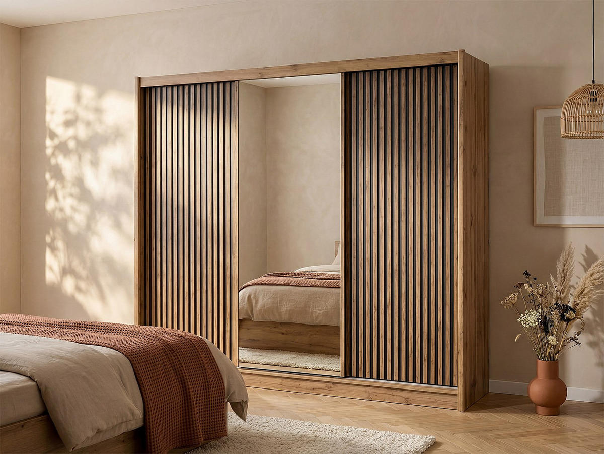 KLEIDERSCHRANK - 250 cm x 61 cm - holz - naturfarben hell Calowi - Naturfarben, Holz (250/215/61cm) - Vente-Unique