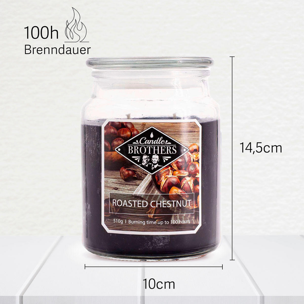 DUFTKERZE CandleBrothers - Dunkelbraun, Glas/Naturmaterialen (15cm)