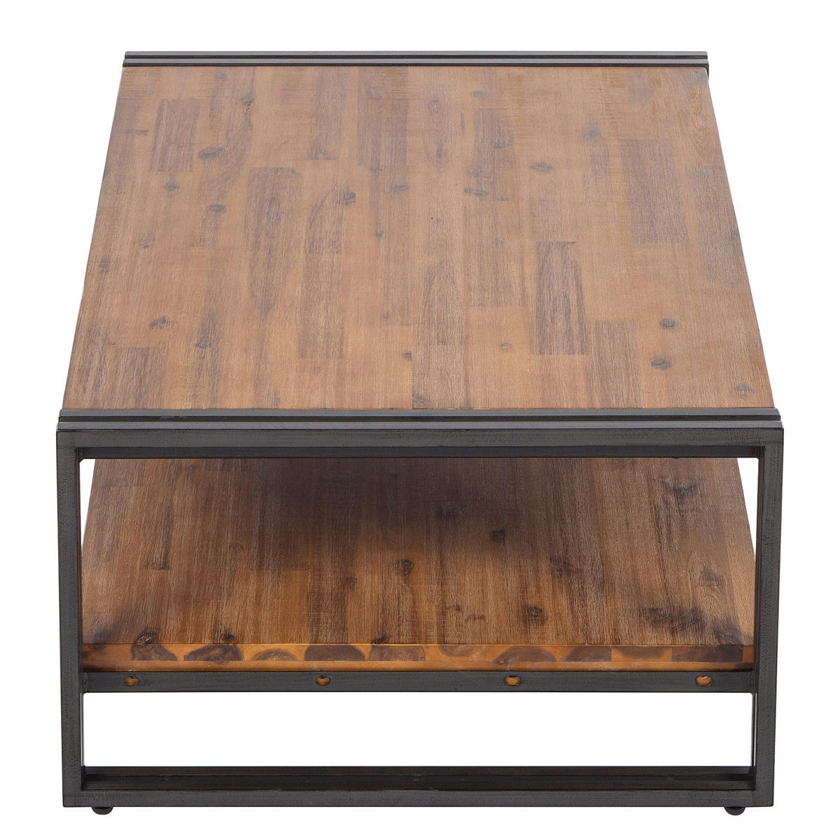 COUCHTISCH mit Ablage - 110 cm - Akazie massiv / Stahl - Akazie / Anthrazit - Akaziefarben/Grau, Holz/Metall (70/110/40cm) - home24