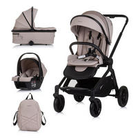 KOMBIKINDERWAGEN Magnum 3 in 1 beige Aluminium, i-Size, 5-Punkt-Gurt, 3-Punkt-Gurt, Babywanne, Babyschale - Ecru, Metall (96/59/104cm) - Chipolino