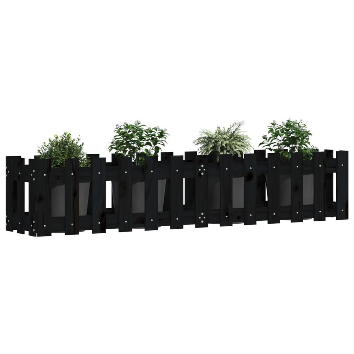 HOCHBEET Latten-Design Schwarz 150x30x30 cm Massivholz Kiefer - Schwarz, Holz (30/30/150cm) - furnicato