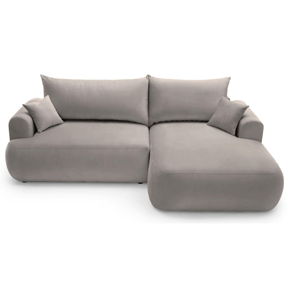 ECKSOFA Ovo Hellgrau mit wasserabweisendem Samtbezug - Hellgrau/Schwarz, Kunststoff/Textil (260/165cm) - Selsey
