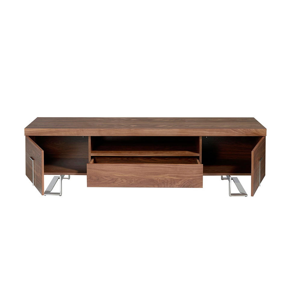 TV-ELEMENT Walnuss Stahl 200/51/56 cm - Edelstahlfarben/Walnussfarben, Holz (200/56/51cm) - ANGEL CERDA