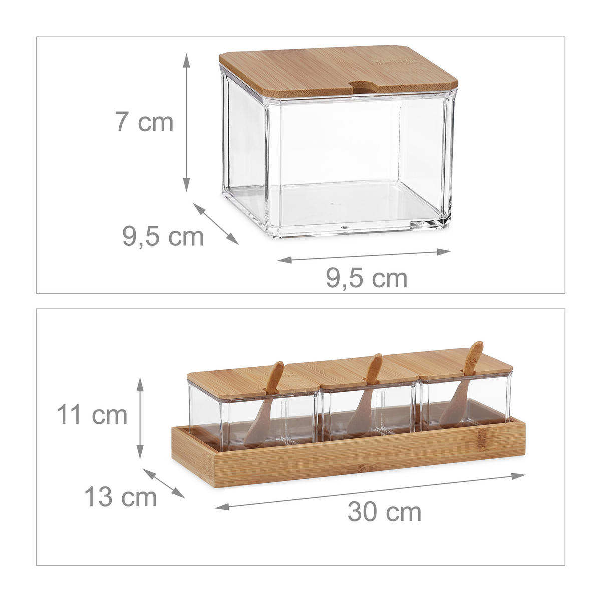 GEWÜRZBEHÄLTER-SET - Multicolor, Holz/Kunststoff (30/11/13cm) - Relaxdays